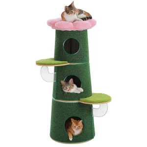 Modern Cat Tree with 3 Large Condos Aesthetic Cat Tower - Thumbnail Image 9