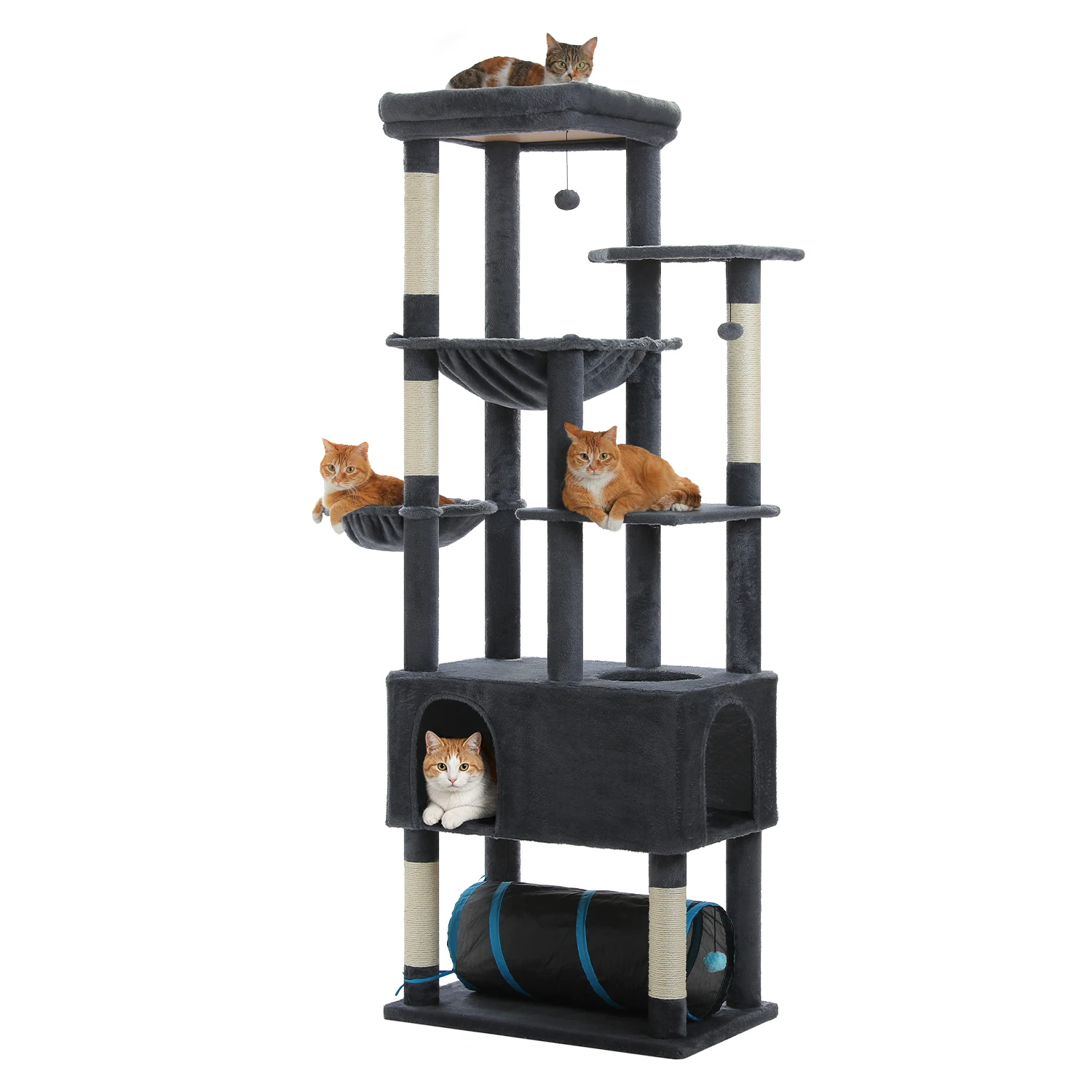 Tall Cat Tree with Large Condo Sisal Scratching Posts Oversized - Image 9