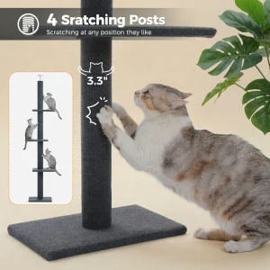 Floor to Ceiling Cat Tower for Indoor Adjustable Height - Thumbnail Image 4