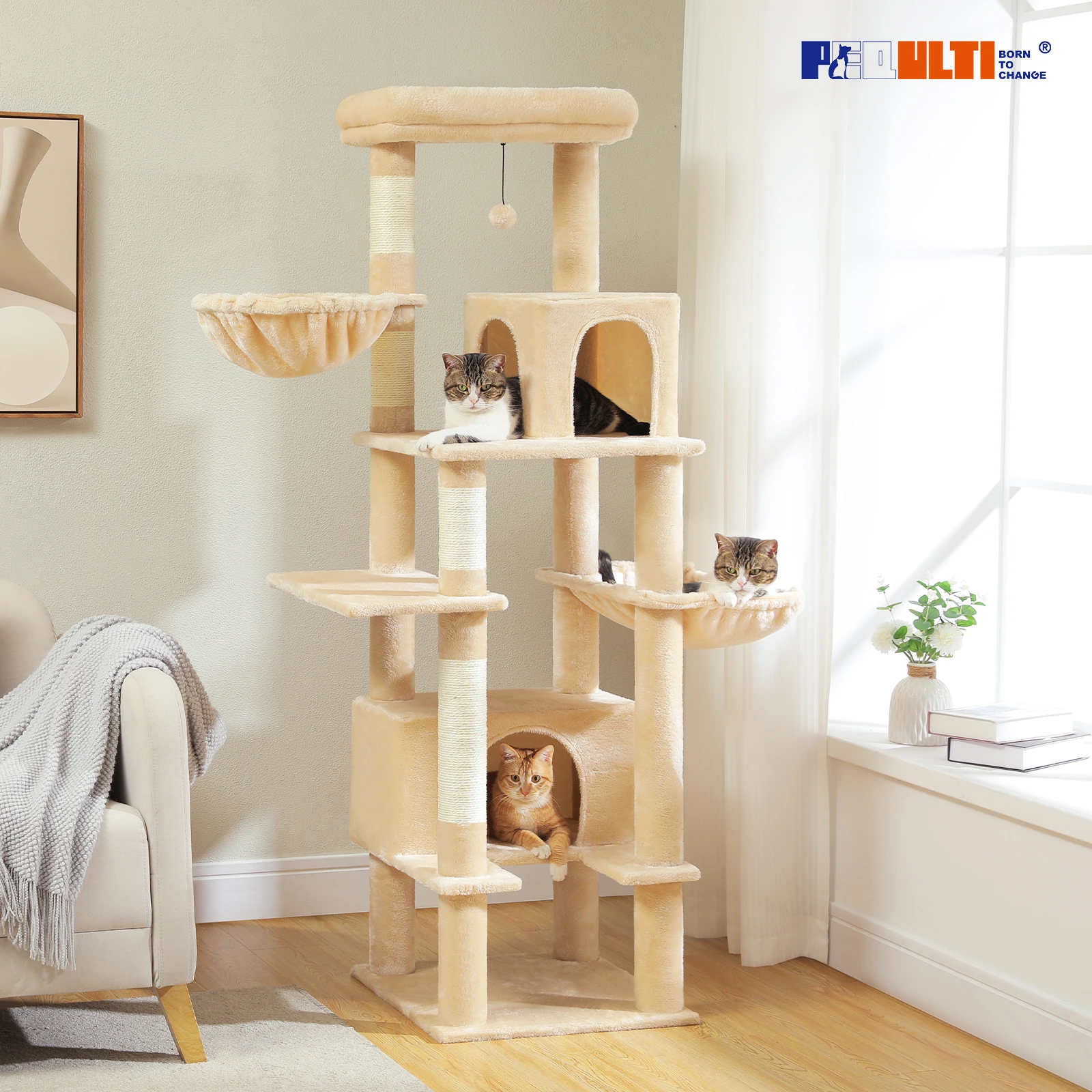 Cat Tree for Indoor Cats Large Adult, - Image 2