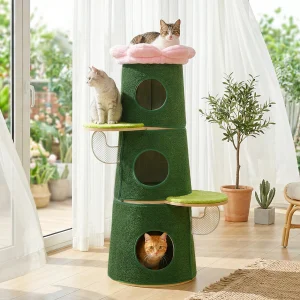 Modern Cat Tree with 3 Large Condos Aesthetic Cat Tower