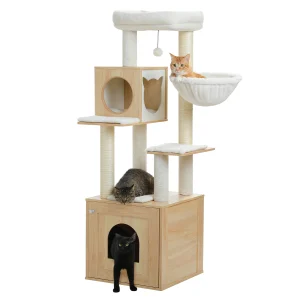 Wood Cat Tree with Storage Cabinet - Thumbnail Image 11
