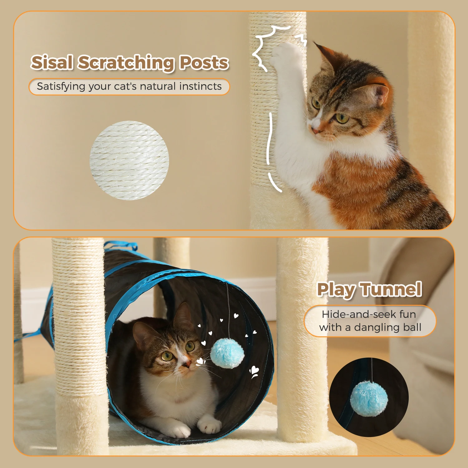 Tall Cat Tree with Large Condo Sisal Scratching Posts Oversized - Image 8