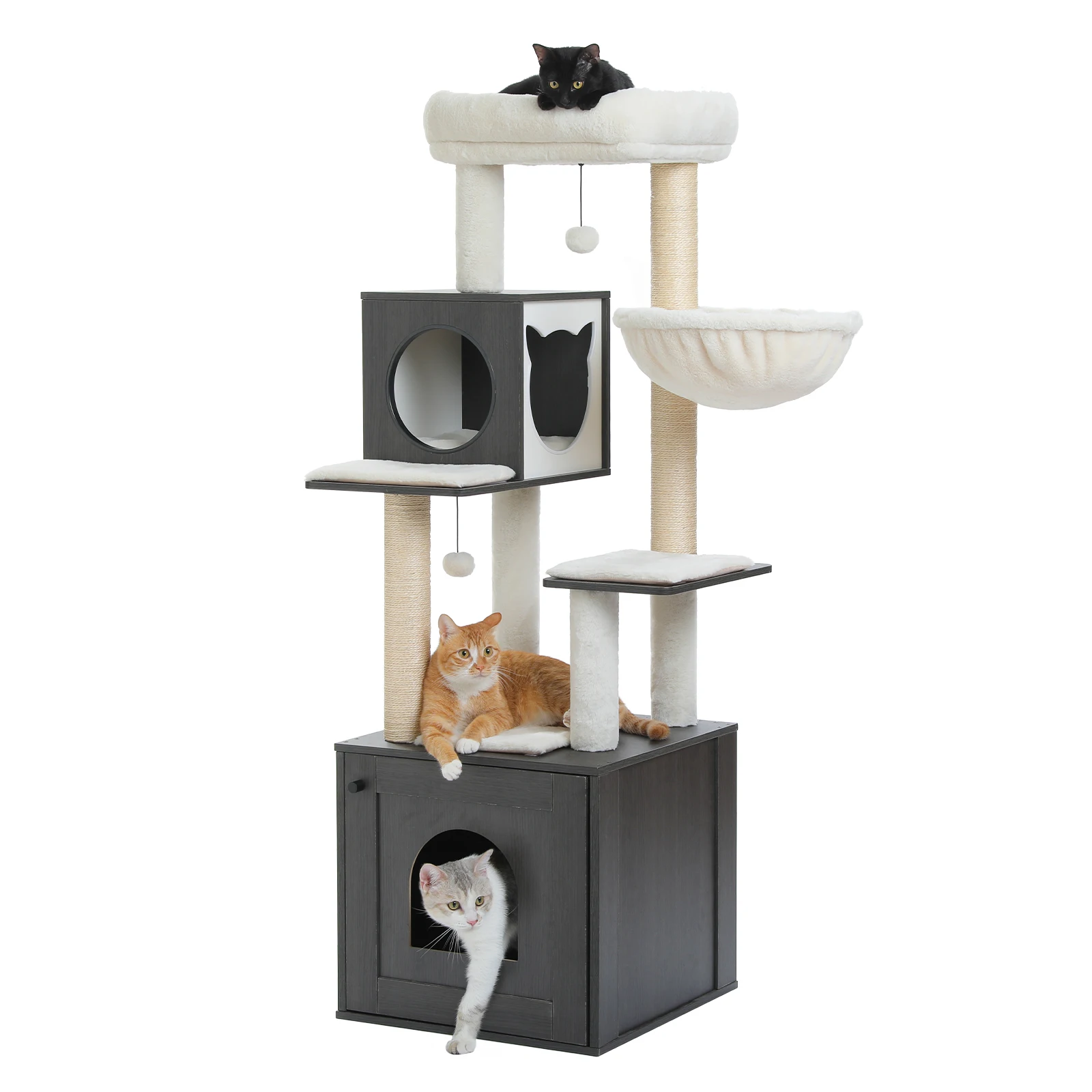 Wood Cat Tree with Storage Cabinet - Image 10