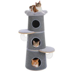 Modern Cat Tree with 3 Large Condos Aesthetic Cat Tower - Thumbnail Image 11
