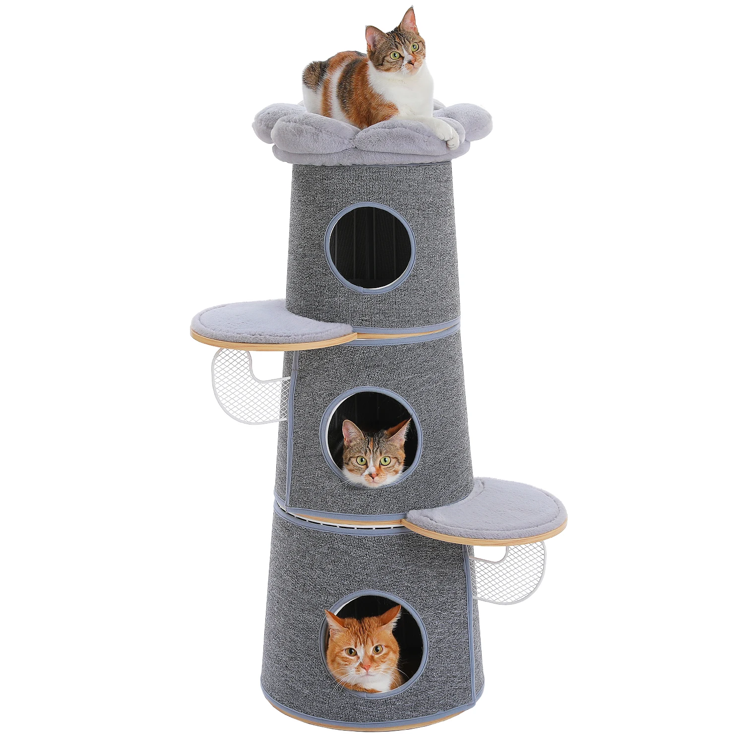 Modern Cat Tree with 3 Large Condos Aesthetic Cat Tower - Image 11