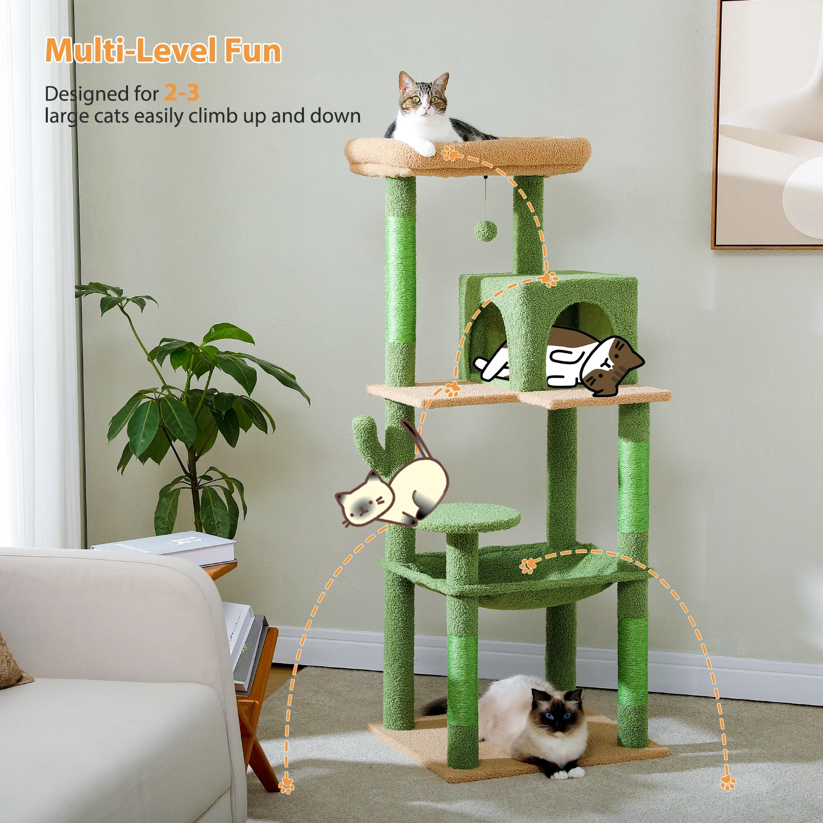 Cactus Cat Tree Tower for Large Cats - Image 3