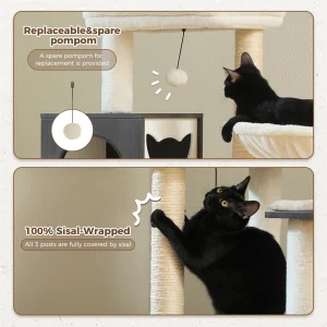 Wood Cat Tree with Storage Cabinet - Thumbnail Image 4