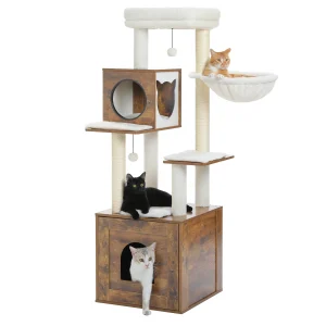 Wood Cat Tree with Storage Cabinet - Thumbnail Image 9