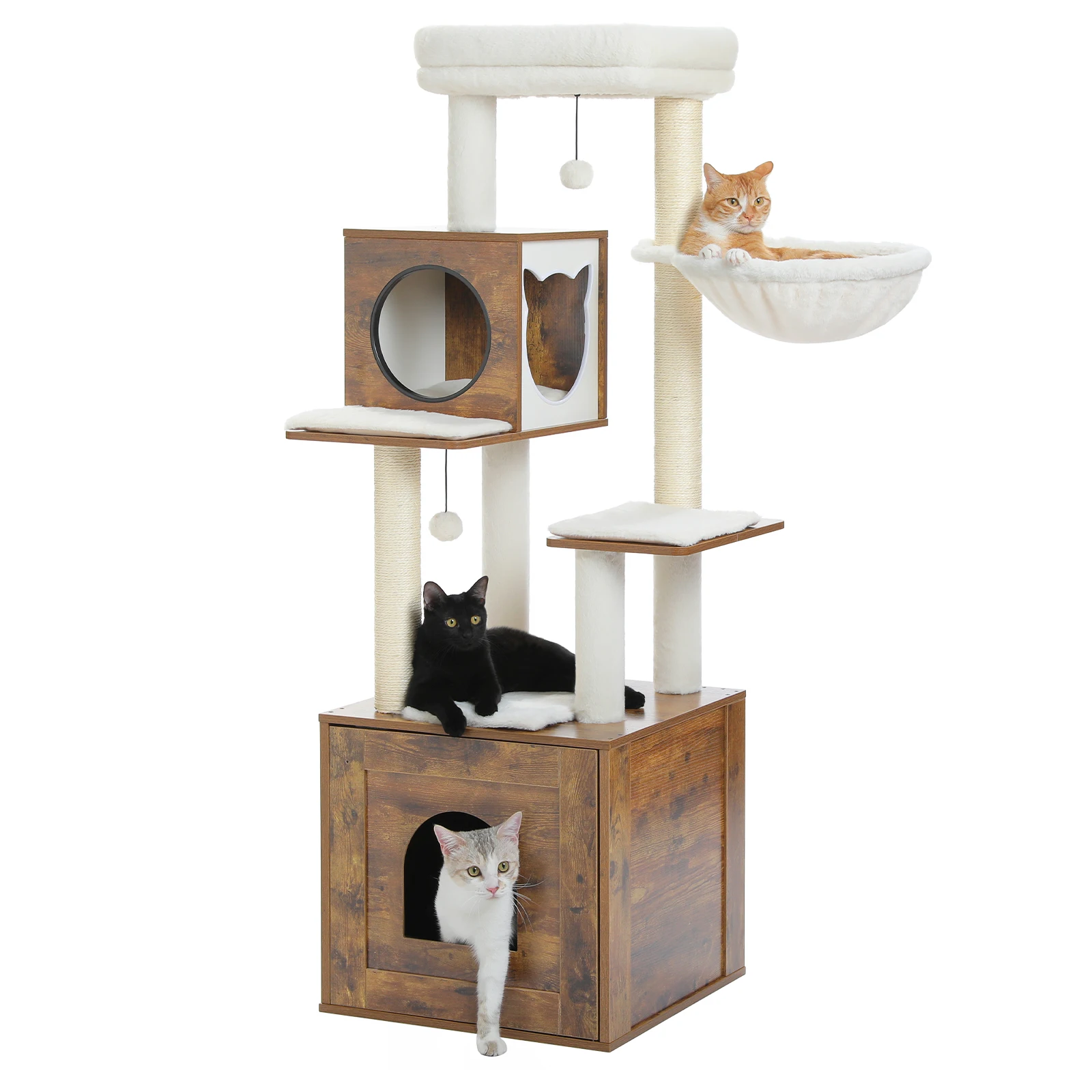 Wood Cat Tree with Storage Cabinet - Image 9