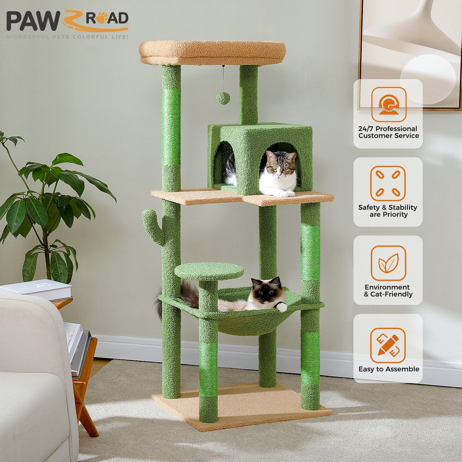 Cactus Cat Tree Tower for Large Cats - Image 1