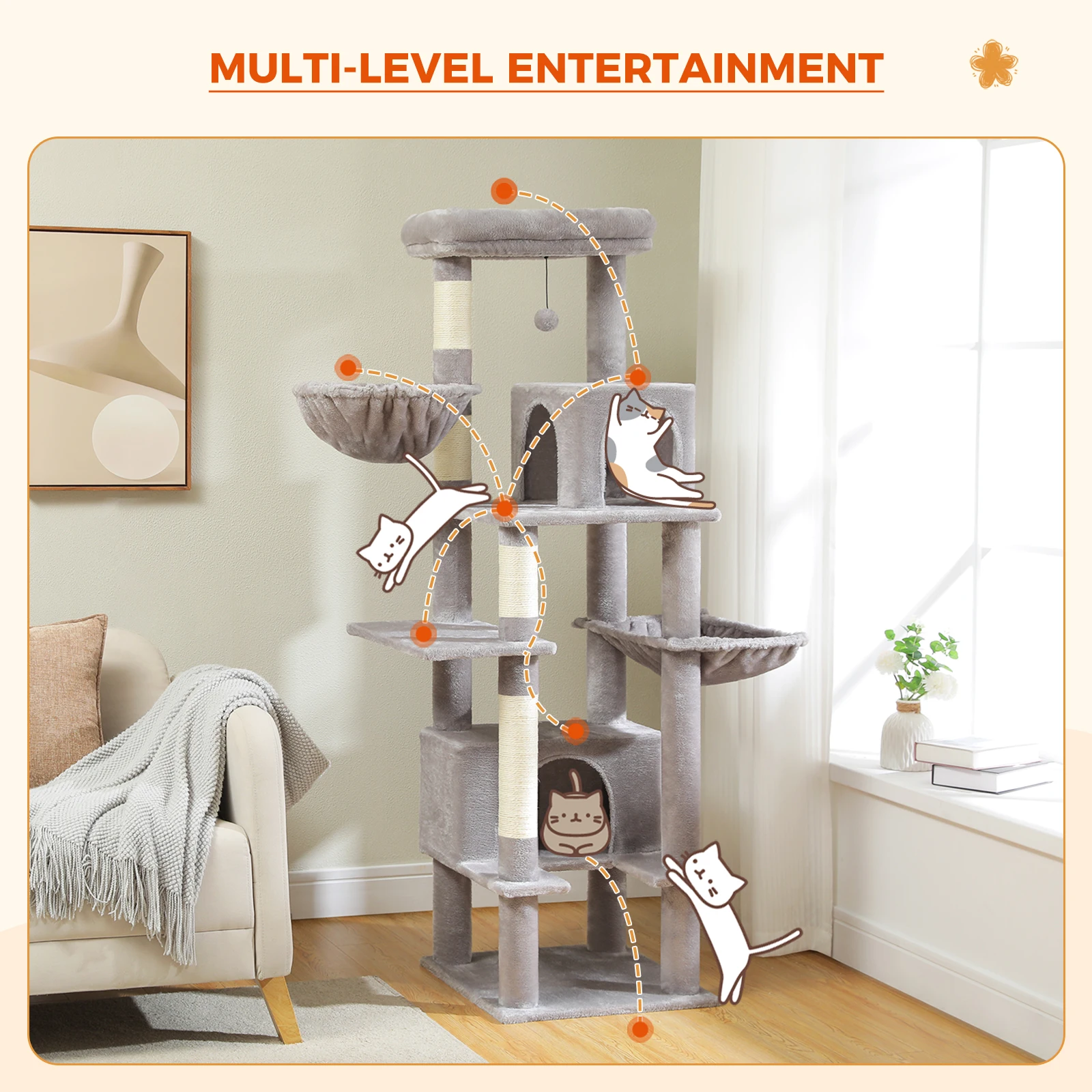 Cat Tree for Indoor Cats Large Adult, - Image 4