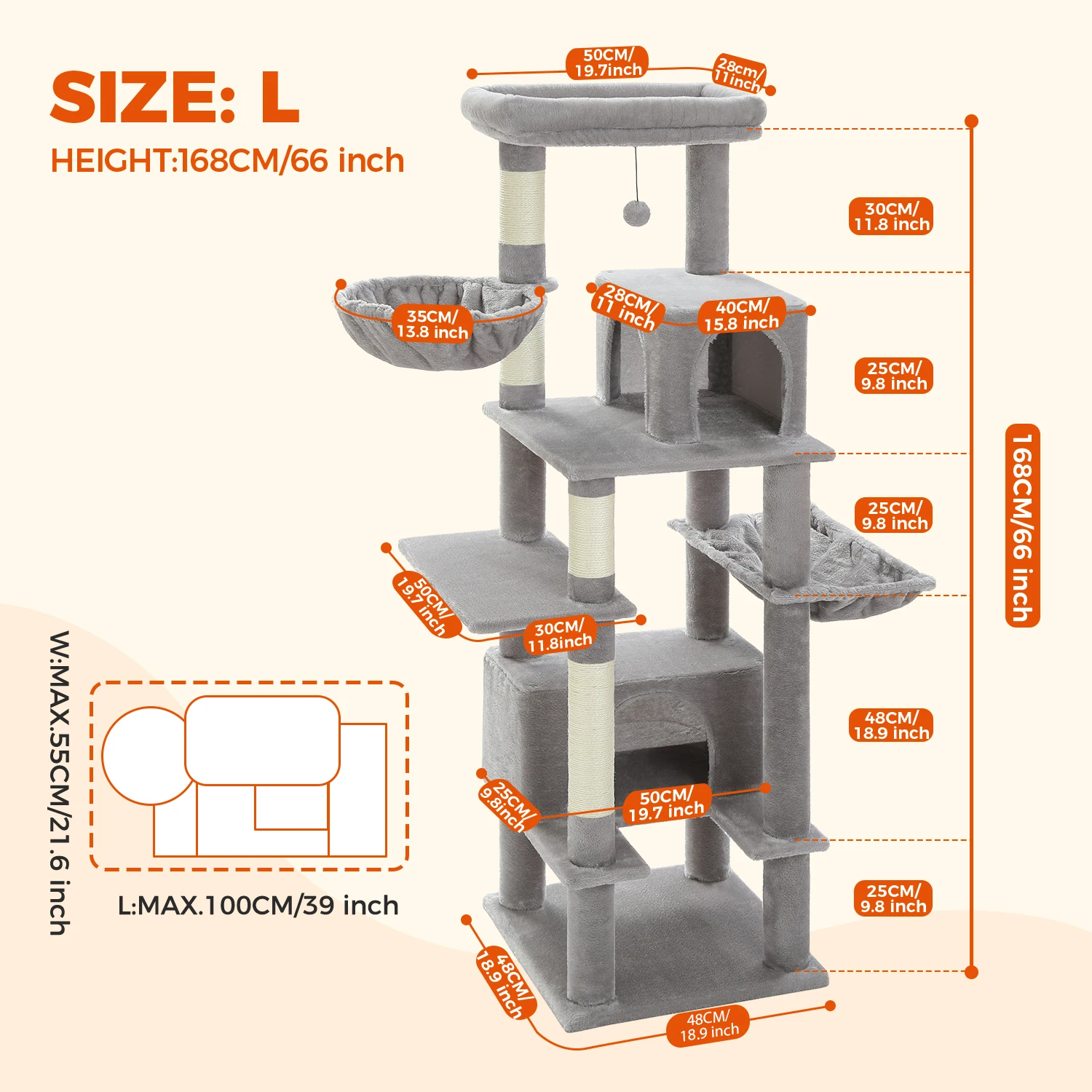 Cat Tree for Indoor Cats Large Adult, - Image 3