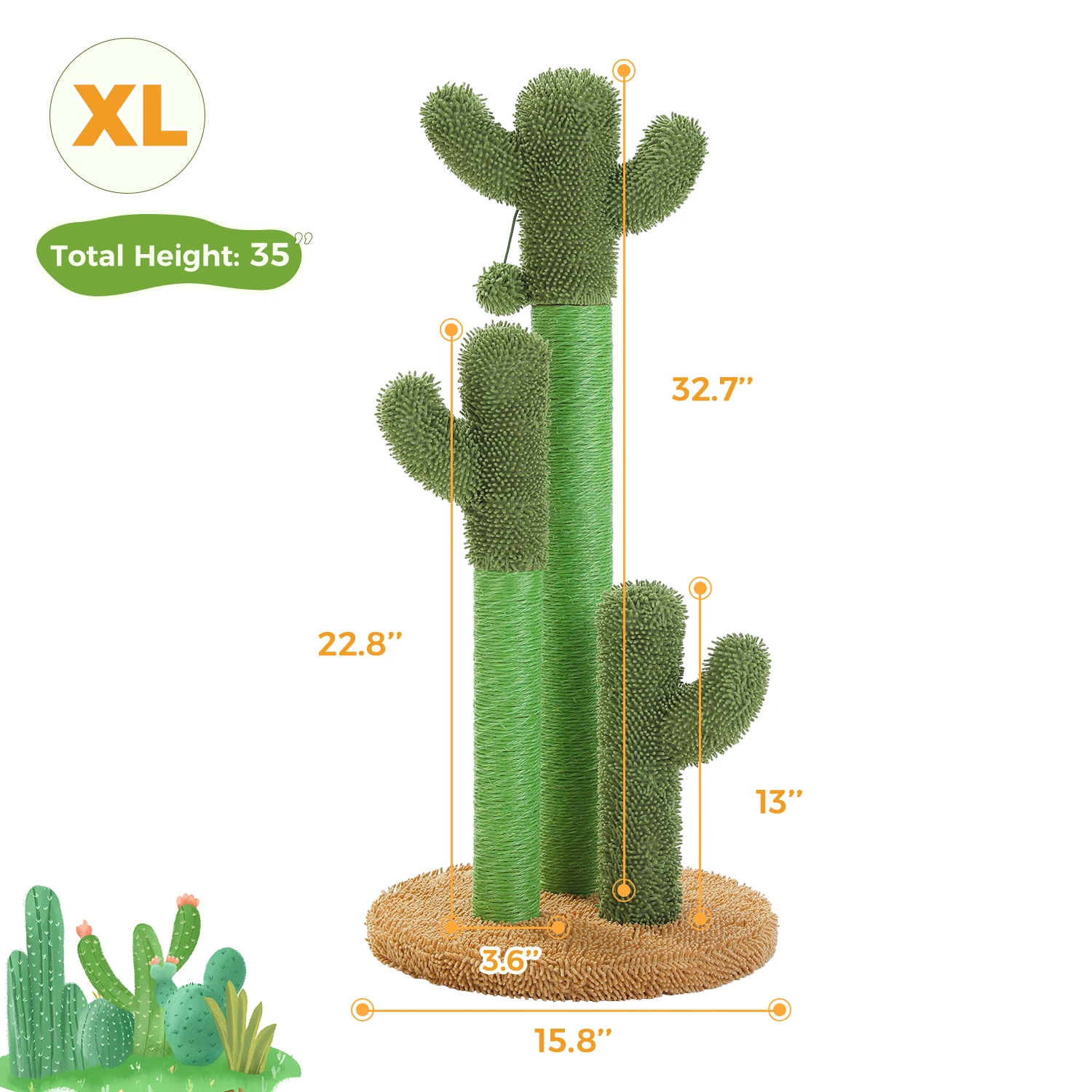 Cactus Cat Tree Small Cat Tower with Spacious Condo, - Image 9