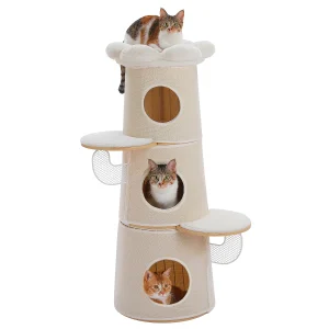 Modern Cat Tree with 3 Large Condos Aesthetic Cat Tower - Thumbnail Image 10