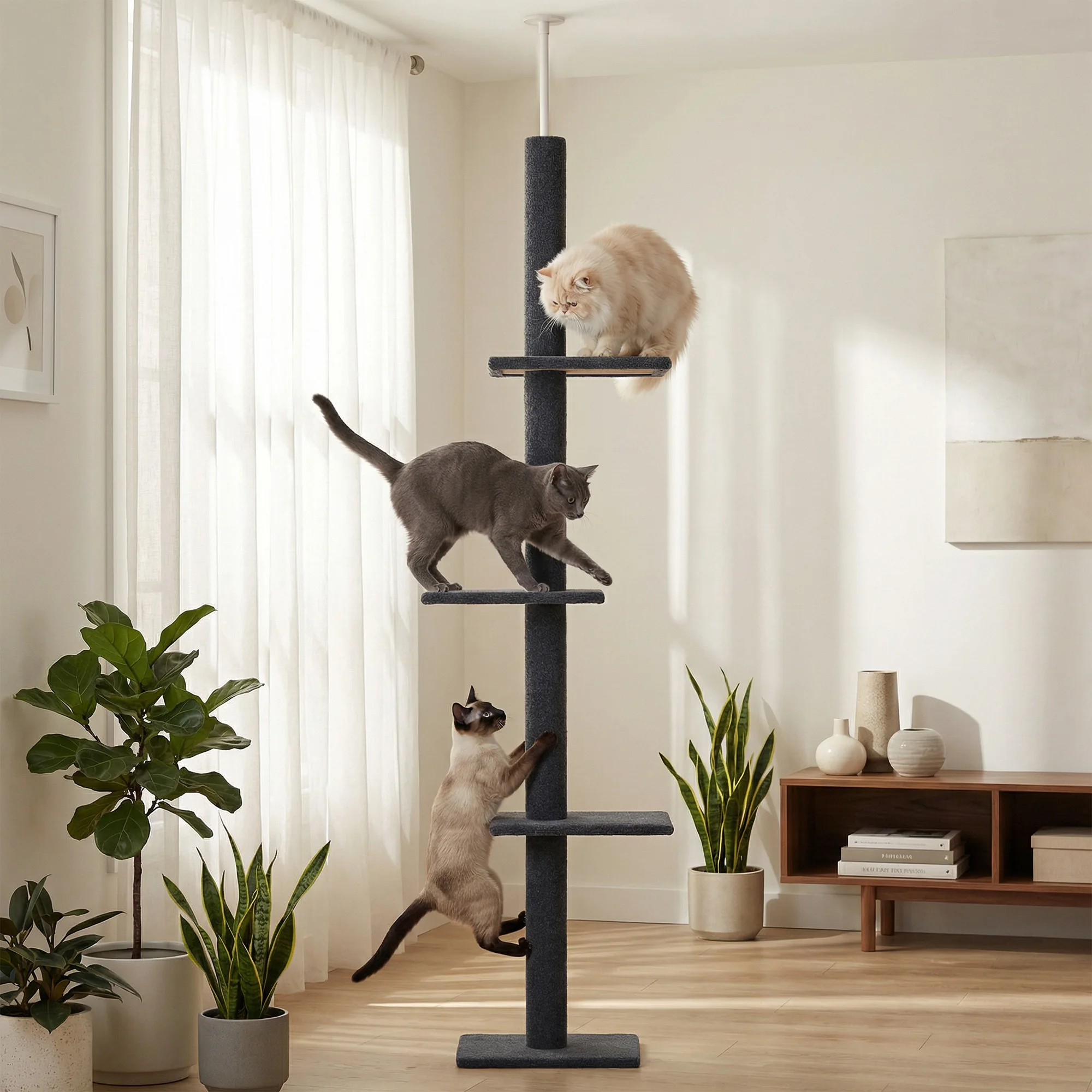 Floor to Ceiling Cat Tower for Indoor Adjustable Height - Image 1