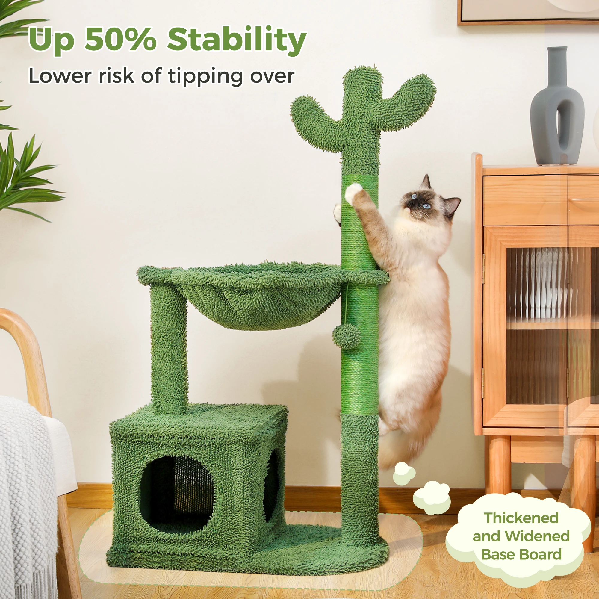 Cactus Cat Tree Small Cat Tower with Spacious Condo, - Image 1
