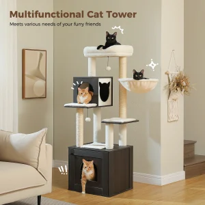 Wood Cat Tree with Storage Cabinet - Thumbnail Image 3