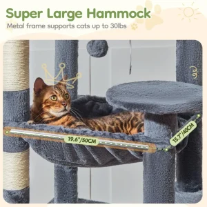 72-Inch Cat Tree for Large Cats, Multi-Level Tower - Thumbnail Image 5