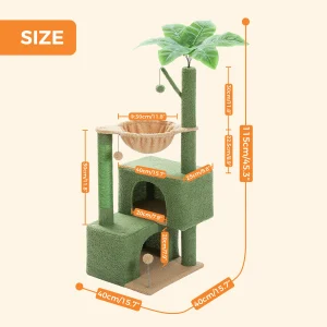Cactus Cat Tree Small Cat Tower with Spacious Condo, - Thumbnail Image 8