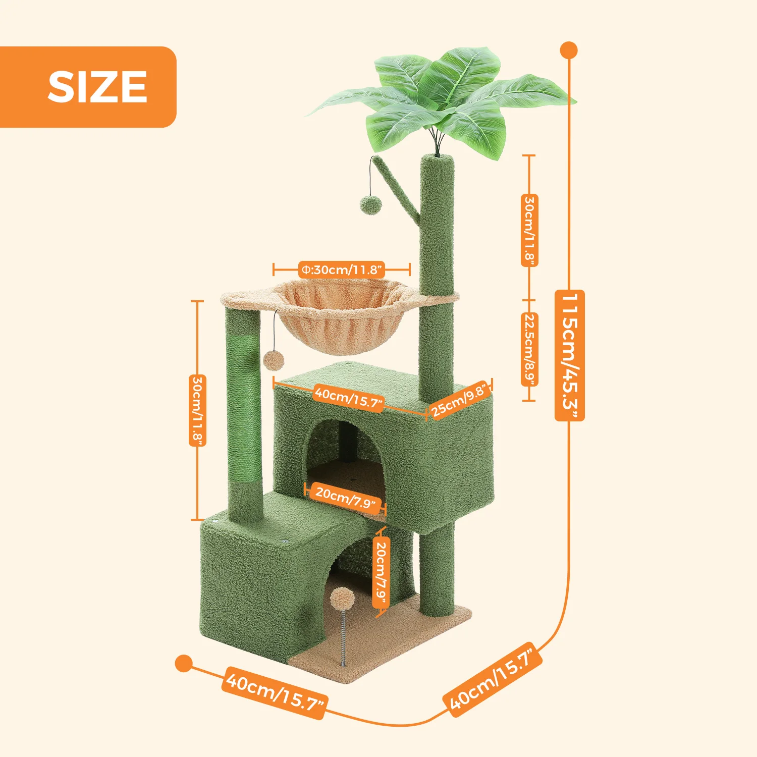 Cactus Cat Tree Small Cat Tower with Spacious Condo, - Image 8