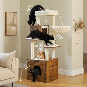 Wood Cat Tree with Storage Cabinet - Thumbnail Image 5