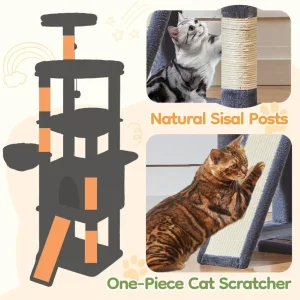 72-Inch Cat Tree for Large Cats, Multi-Level Tower - Thumbnail Image 6