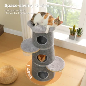 Modern Cat Tree with 3 Large Condos Aesthetic Cat Tower - Thumbnail Image 6