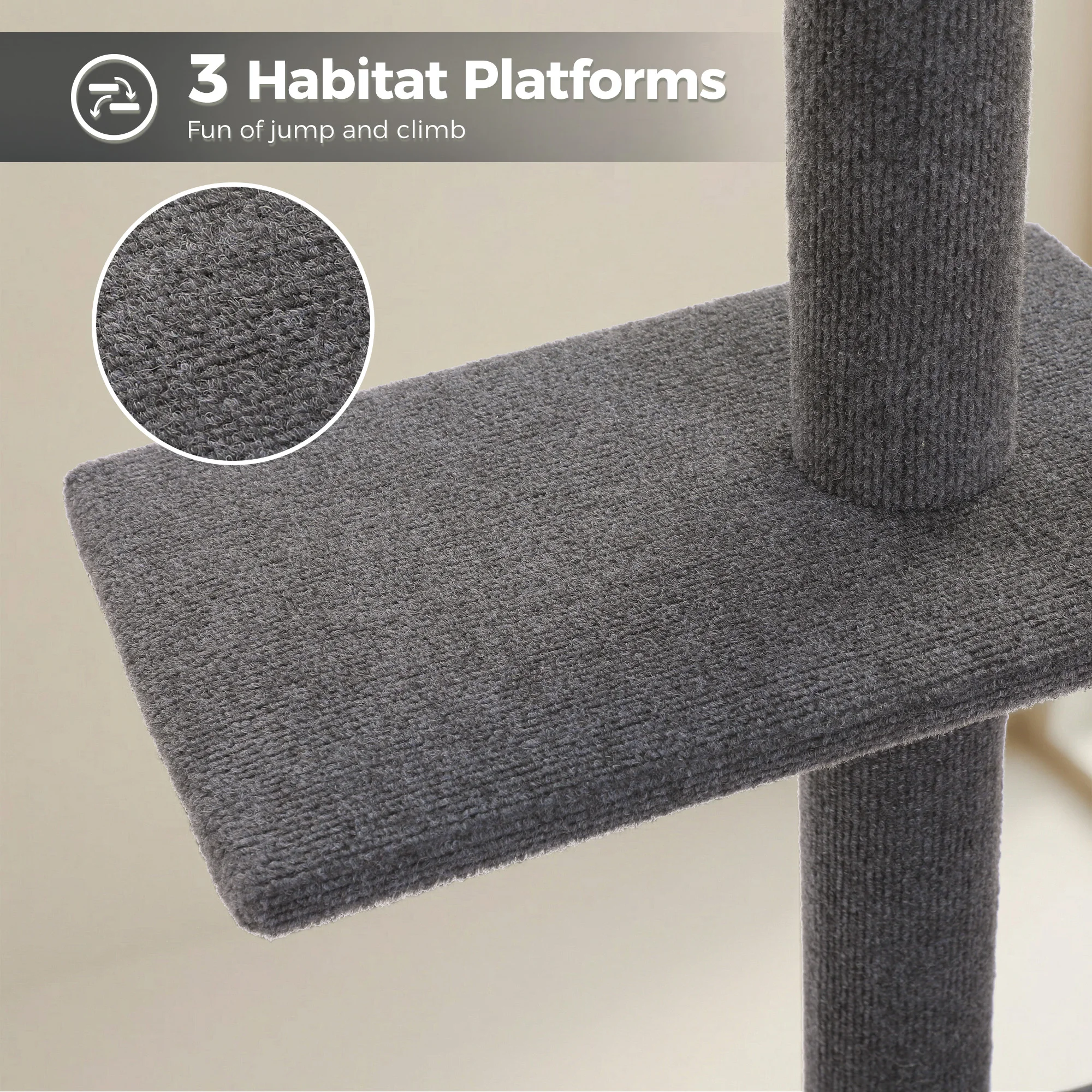 Floor to Ceiling Cat Tower for Indoor Adjustable Height - Image 3