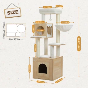 Wood Cat Tree with Storage Cabinet - Thumbnail Image 8