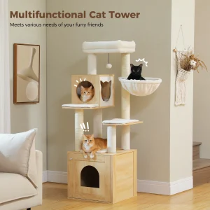 Wood Cat Tree with Storage Cabinet - Thumbnail Image 6