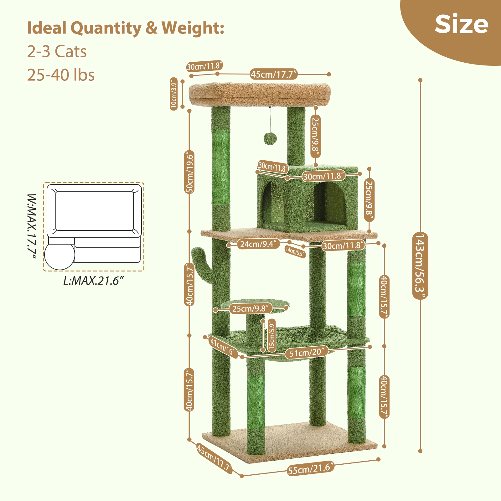 Cactus Cat Tree Tower for Large Cats - Image 4