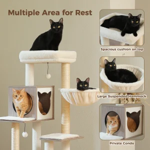 Wood Cat Tree with Storage Cabinet - Thumbnail Image 2