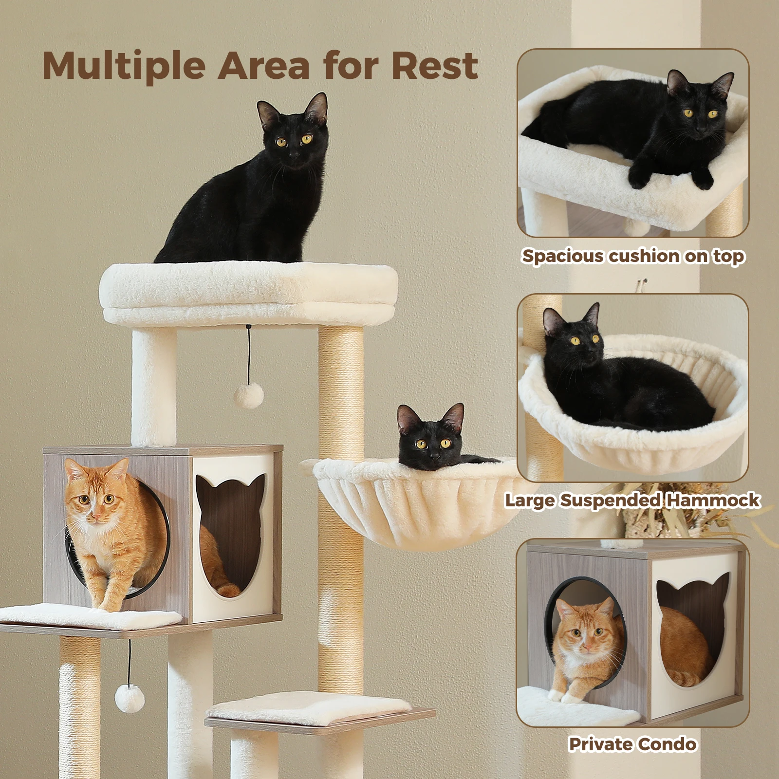 Wood Cat Tree with Storage Cabinet - Image 2